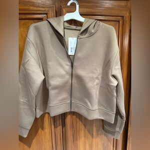 NWT A New Day Tan Crop Zip up Jacket with Modern Silhouette, Hoodie, Lrg. Comfy